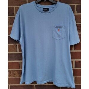 Ralph Lauren Short Sleeve T-Shirt - Baby Blue with Orange Pony - Mens Large